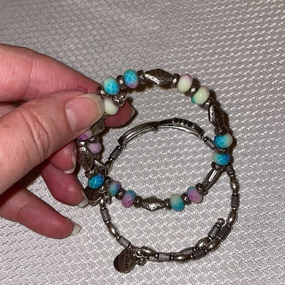 Alex & ani women’s bracelet vintage sixty six wrap bangle bead  set silver metal - Picture 4 of 6